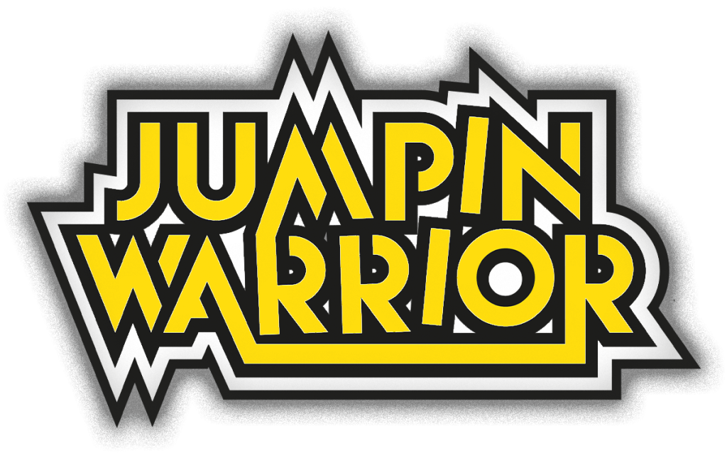 Logo der Jumpin Warrior Attraktion im Indoor-Freizeitpark laserdance.at im Wiener Prater